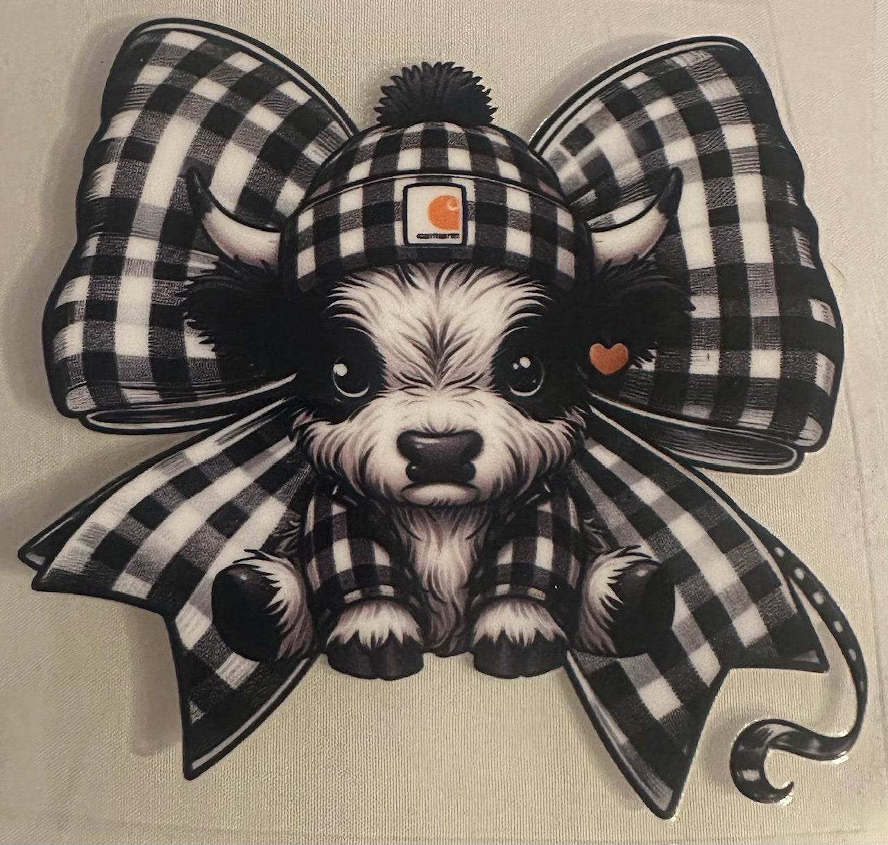 Plaid Bow Cow Decal