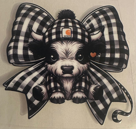 Plaid Bow Cow Decal