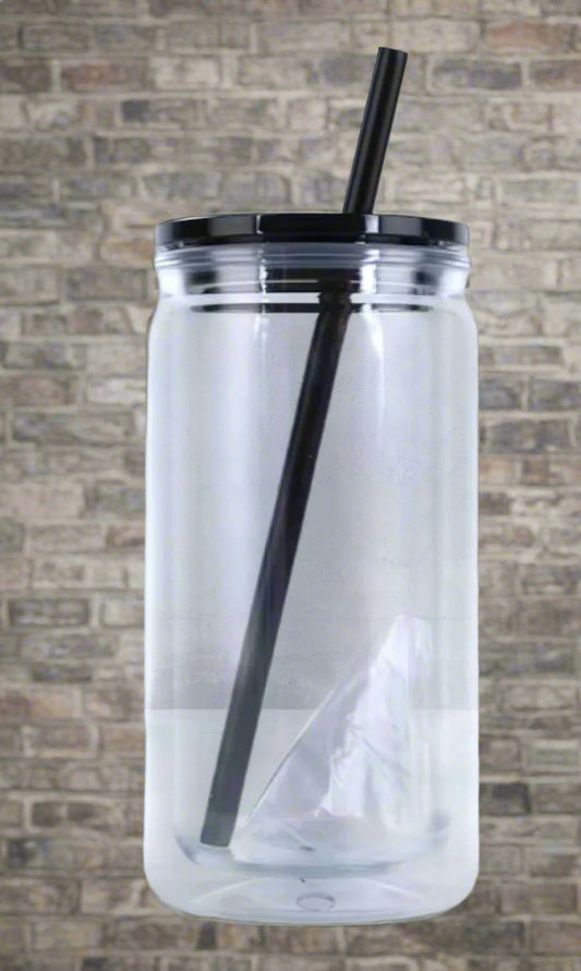 16oz Glass Snow Globe Tumbler (Black lid)